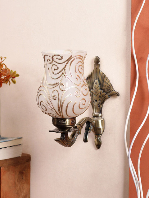 

Devansh White & Gold-Coloured Textured Mosaic Design Wall Lamp