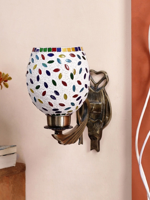 

Devansh White & Blue Self Design Mosaic Wall Lamp