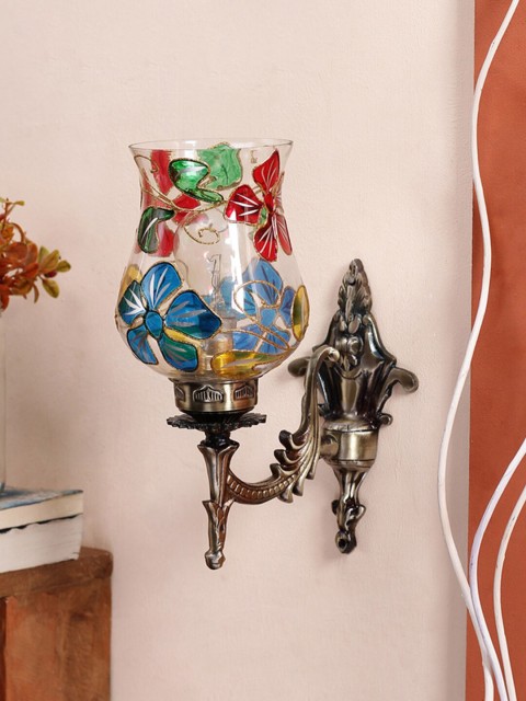 

Devansh White & Blue Textured Mosaic Antique Metal Wall Lamp