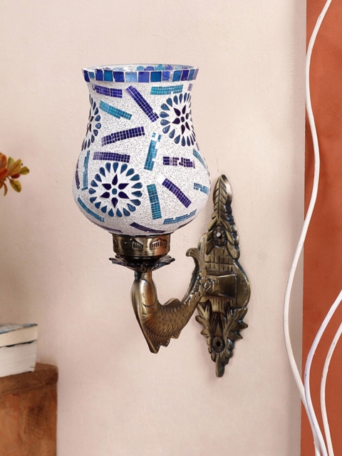 

Devansh White & Blue Printed Glass Wall Lamps
