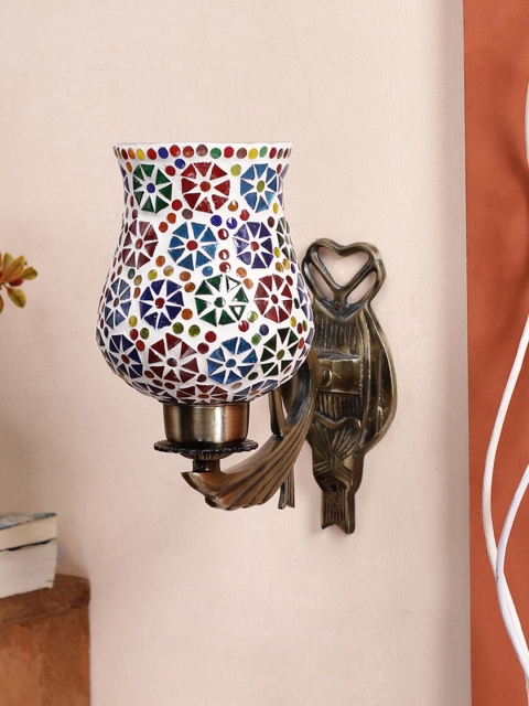 

Devansh Red & Green Self Design Mosaic Wall Lamp