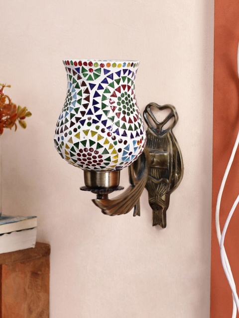

Devansh White & Multicolored Antique Metal Wall Lamp With Mosaic Glass