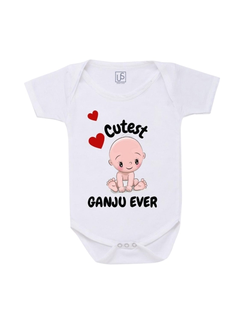 

URBAN STASH Kids White & Black Printed Cotton Bodysuit