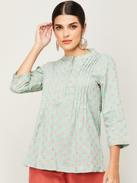 

Melange by Lifestyle Green & Pink Printed Tunic