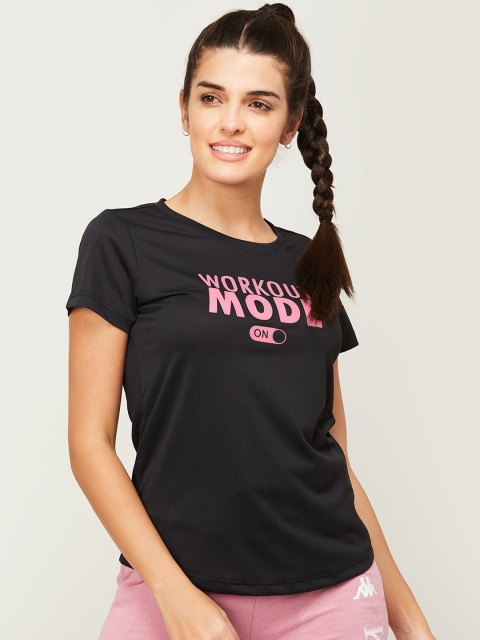 

Kappa Women Black Typography Printed T-shirt