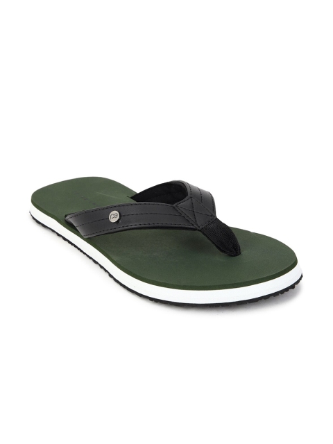 

Peter England Men Olive Green & Black Rubber Thong Flip Flops