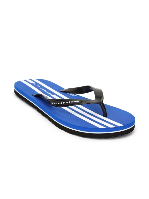 

Peter England Men Blue & White Striped Rubber Thong Flip-Flops