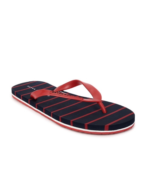 

Peter England Men Black & Red Striped Rubber Thong Flip-Flops