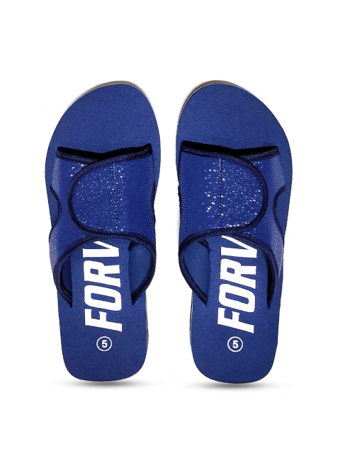 

FORVELA Women Blue & White Rubber Sliders