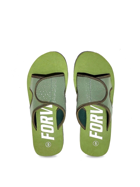 

FORVELA Women Green & White Rubber Sliders