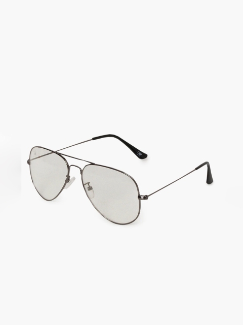 

MTV Unisex Clear Lens & Gunmetal-Toned Aviator Sunglasses with UV Protected Lens, Transparent
