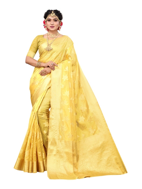 

Pisara Mustard Woven Design Organza Saree