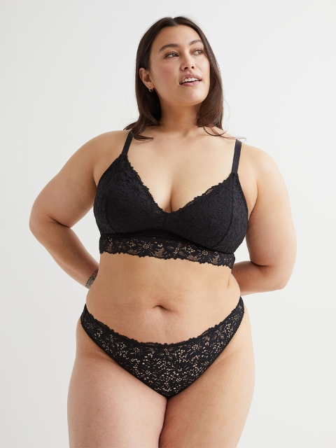 

H&M Plus Size Women Black H&M+ Soft Lace Bra
