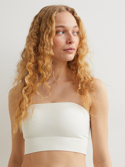 

H&M White Padded Jersey Bandeau Bra