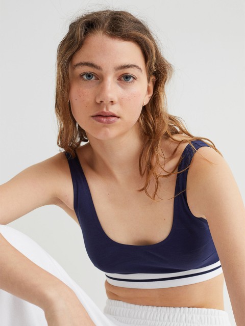 

H&M Pack of 2 Navy Blue Solid Non Wired Full Coverage Cotton Everyday Bra 1062592006