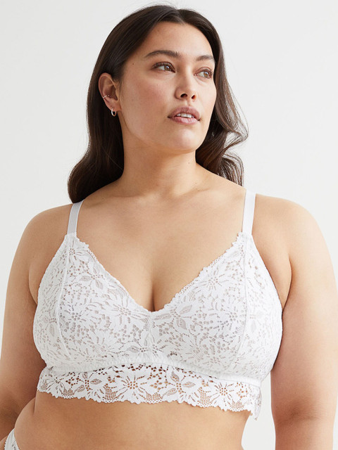 

H&M Plus Size White Soft Lace Bra- 1075513001