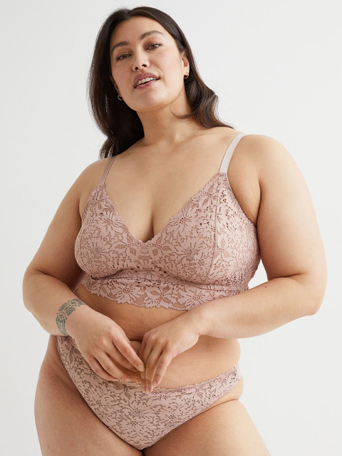 

H&M Plus Size Women Pink H&M+ Soft Lace Bra