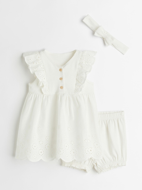

H&M Girls Pack Of 3 White Cotton Set
