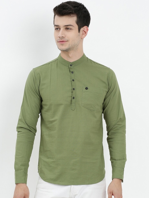 

V2 Value & Variety Men Green Cold-Shoulder Sleeves Thread Work Kurta