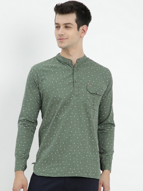 

V2 Value & Variety Men Green Geometric Thread Work Kurta