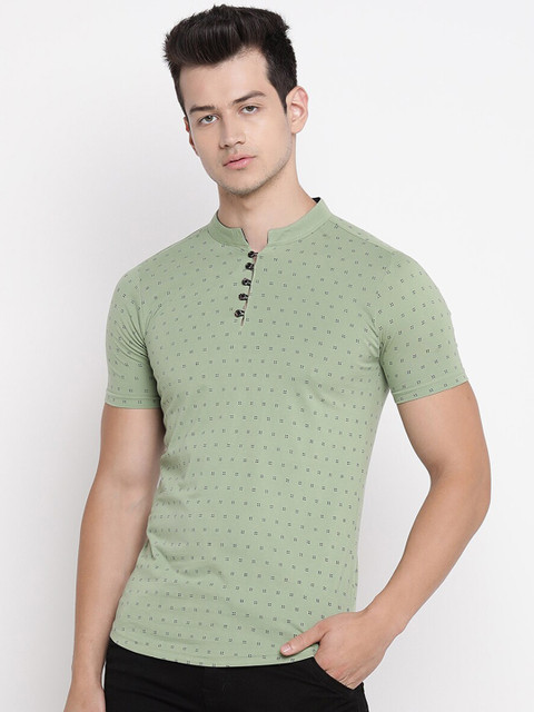 

V2 Value & Variety Men Green Geometric Thread Work Kurta