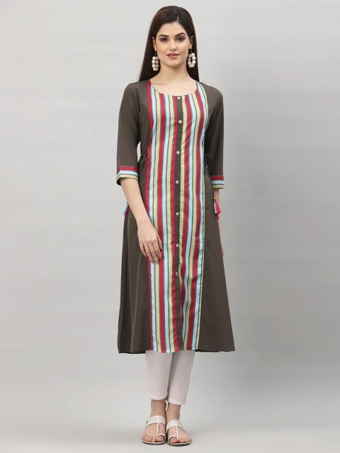 ALC Creations Women Grey & Red Printed Kurta