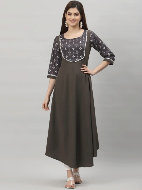 

ALC Creations Women Grey & White Ethnic Motifs Printed Kurta
