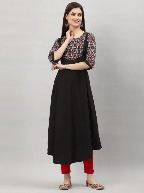 

ALC Creations Women Black & Red Printed Crepe Anarkali Kurta