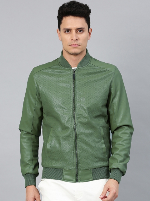 

HRX by Hrithik Roshan Men Olive Green Self-Design Bomber Jacket