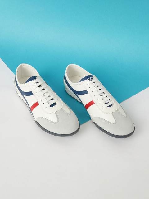 

max Men White Colourblocked PU Sneakers