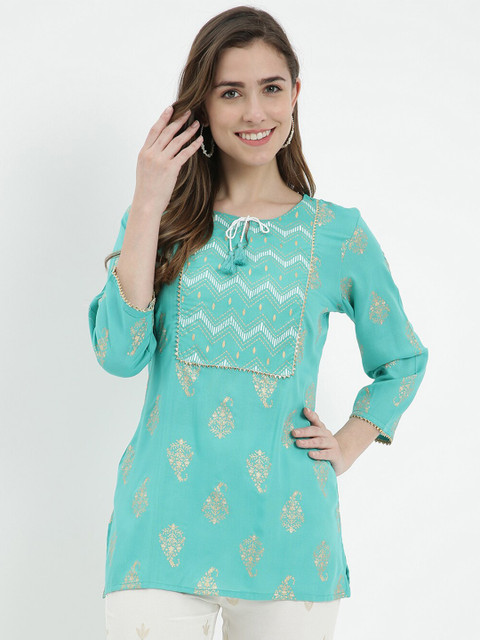

V2 Value & Variety Blue Ethnic Motifs Printed Kurti