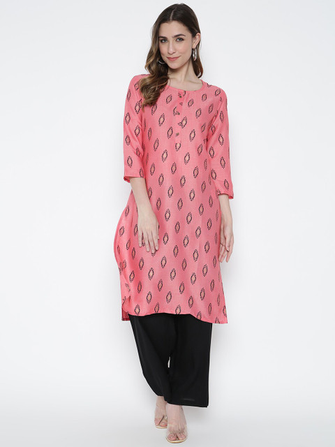 

V2 Value & Variety Pink Ethnic Motifs Printed Kurta