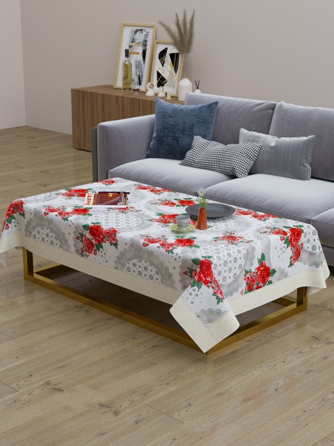 

Clasiko White & Red Floral Printed Table Covers