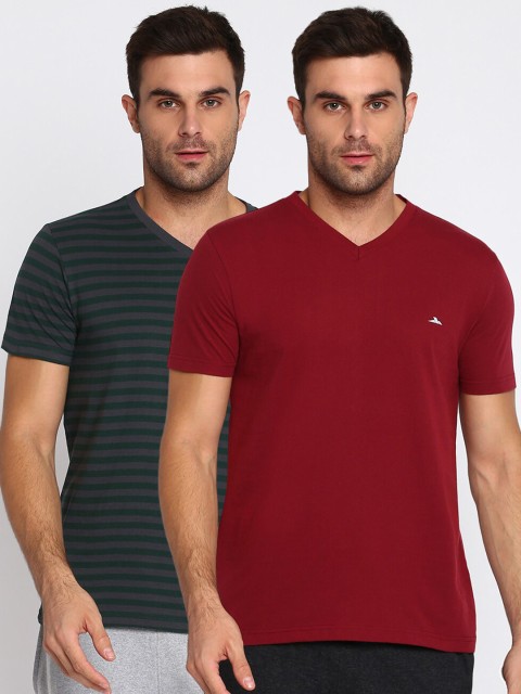 

SPARROWHAWK Men Multicoloured 2 Striped V-Neck T-shirt, Multi
