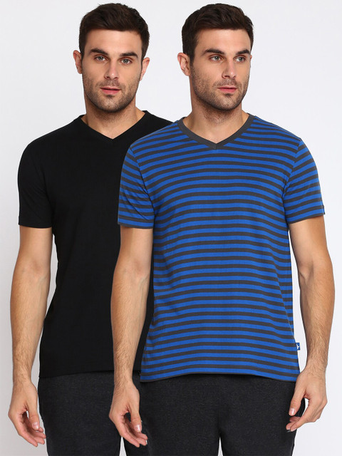 

SPARROWHAWK Men Multicoloured 2 Striped V-Neck T-shirt, Multi