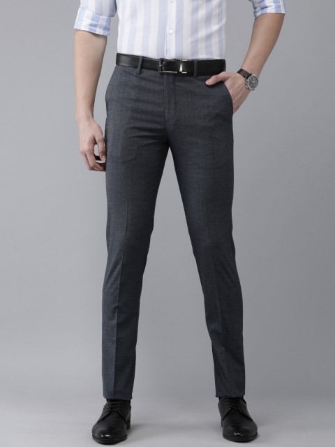 

Arrow New York Men Navy Blue Solid Super Slim Fit Trousers