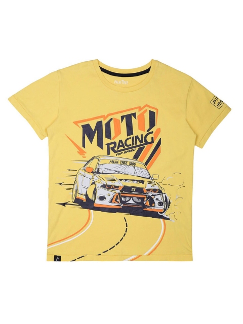 

Gini and Jony Boys Yellow V-Neck Raw Edge T-shirt