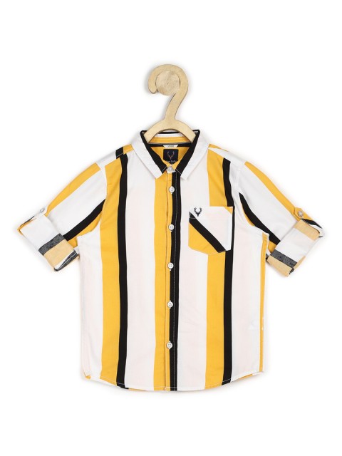 

Allen Solly Junior Boys Multicoloured Slim Fit Striped Casual Shirt, Multi