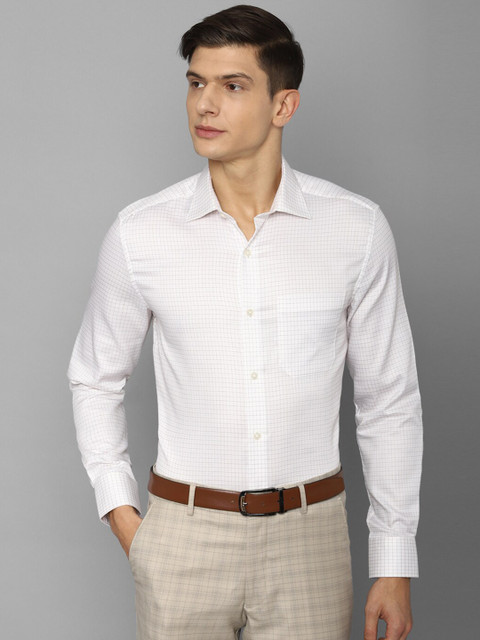 

Louis Philippe Men White Grid Tattersall Checks Checked Formal Shirt