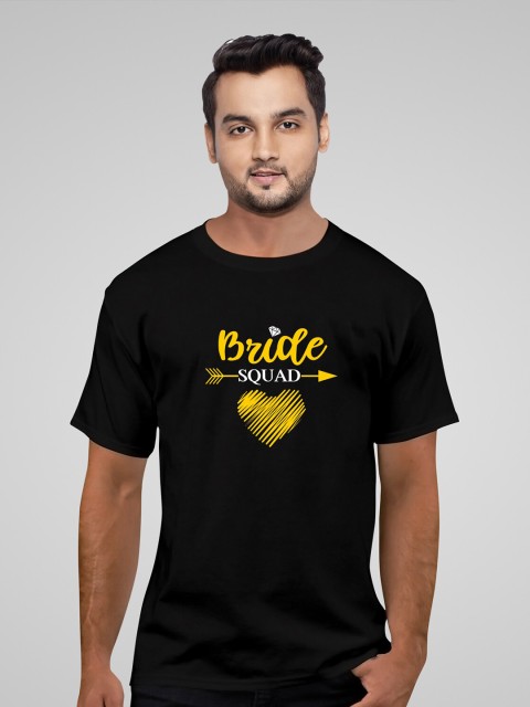 

Pootlu Men Black Typography Printed Applique T-shirt