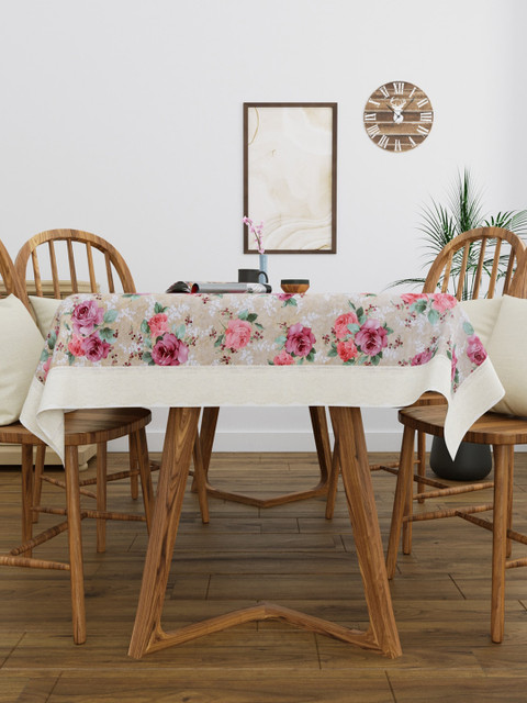 

Clasiko Purple & Orange Floral Printed 4-Seater Table Cover