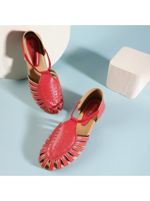 

FOOTSOUL Women Magenta Ballerinas with Laser Cuts Flats