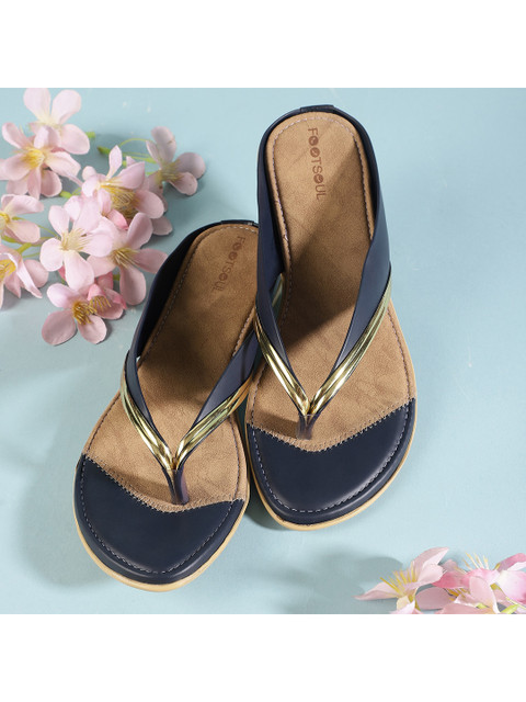 

FOOTSOUL Women Blue Colourblocked Open Toe Flats