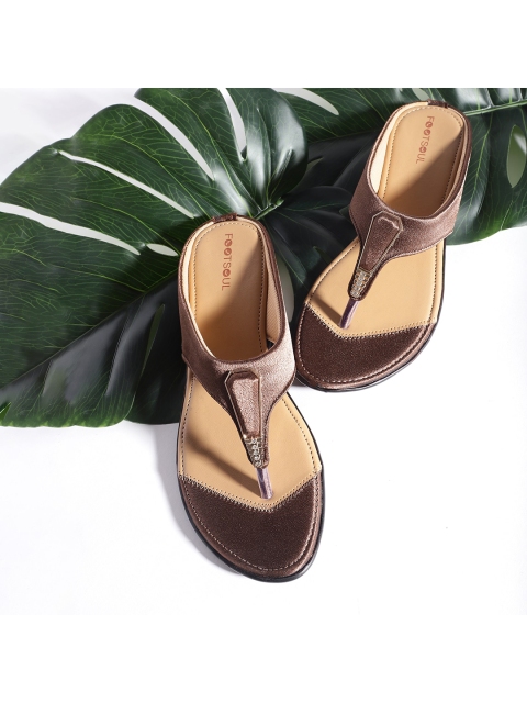 

FOOTSOUL Women Rose Gold Open Toe Flats