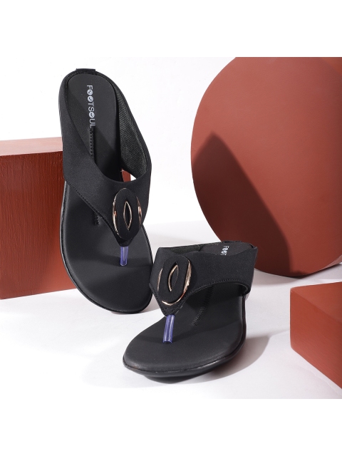 

FOOTSOUL Women Black T-Strap Flats