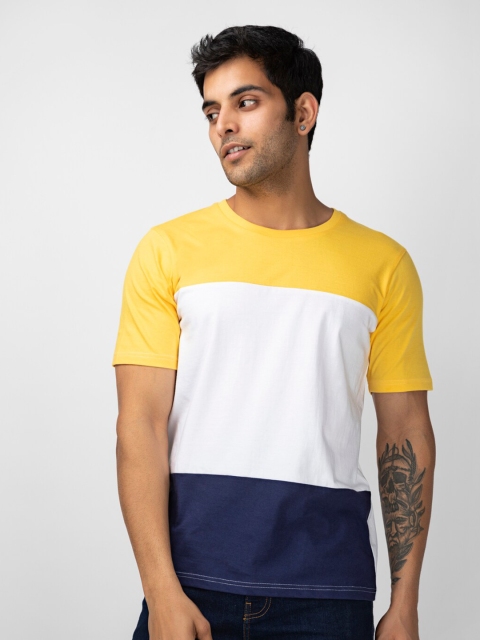 

FRATERNITY Men Yellow Colourblocked Extended Sleeves T-shirt