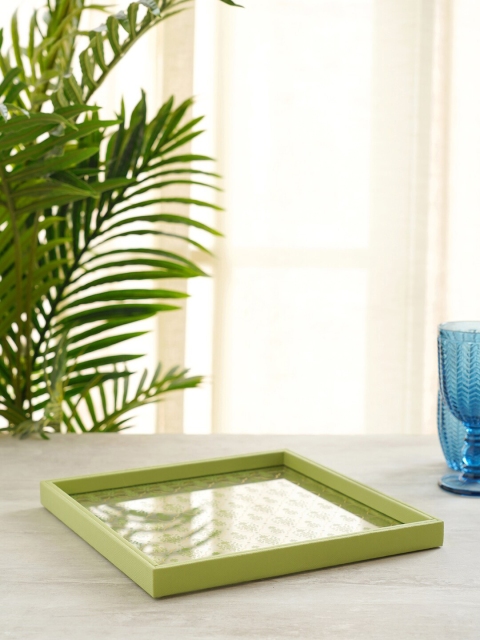 

Pure Home and Living Green Printed Serving Trays