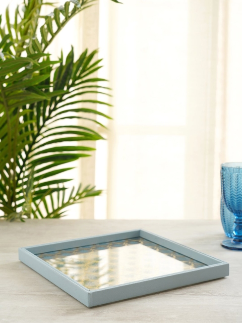 

Pure Home and Living Blue Printed Glass Trays