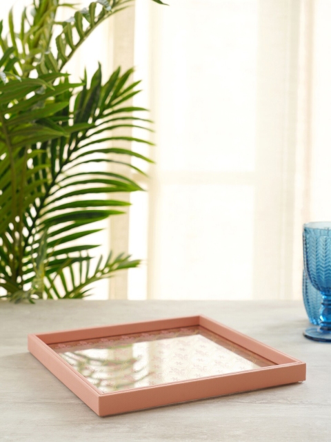 

Pure Home and Living Pink Printed Glass Trays