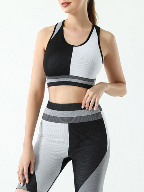 

URBANIC White & Black Colourblocked Gym Suit